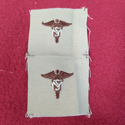 SET of NOS US Army Medical Service Corps Branch Sew on Patch Desert DCU Camouflage (WSA05-XB)