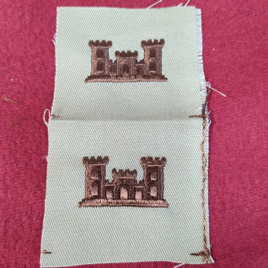 SET of NOS US Army Engineer Corps Branch Sew on Patch Desert DCU Camouflage (WSA06-CC)