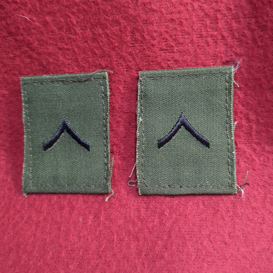 US Army PRIVATE PV2 Rank Hook Loop Woodland OD Black (bu01-sp8)