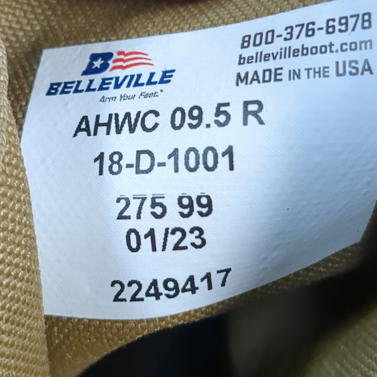 BELLEVILLE Desert Coyote Combat Boots 9.5 AHWC 18-D-1001 Used (BA09-ALP48)