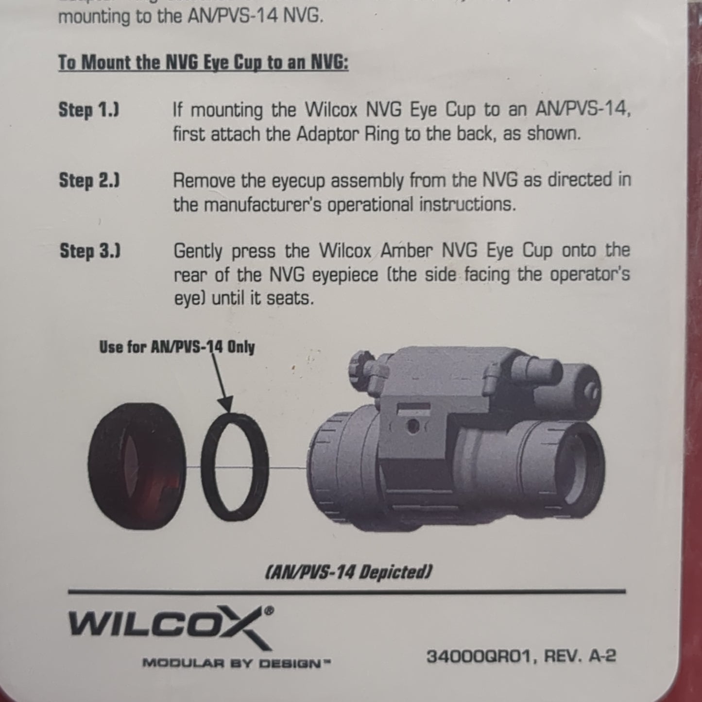 nos wilcox amber filter w/ ring fits PVS-14, 15, 31 (bar ac04-yam131)