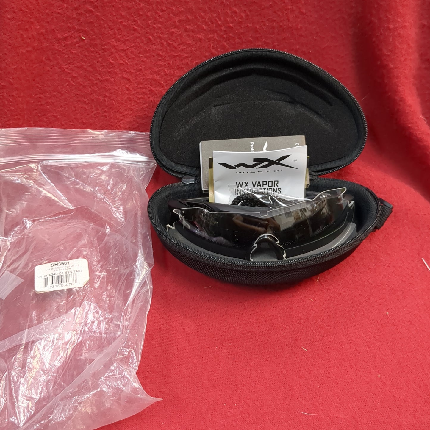 Nos usgi wiley x vapor ballistic apel eye protection clear/dark lens (cl2- (ab16-yam152)