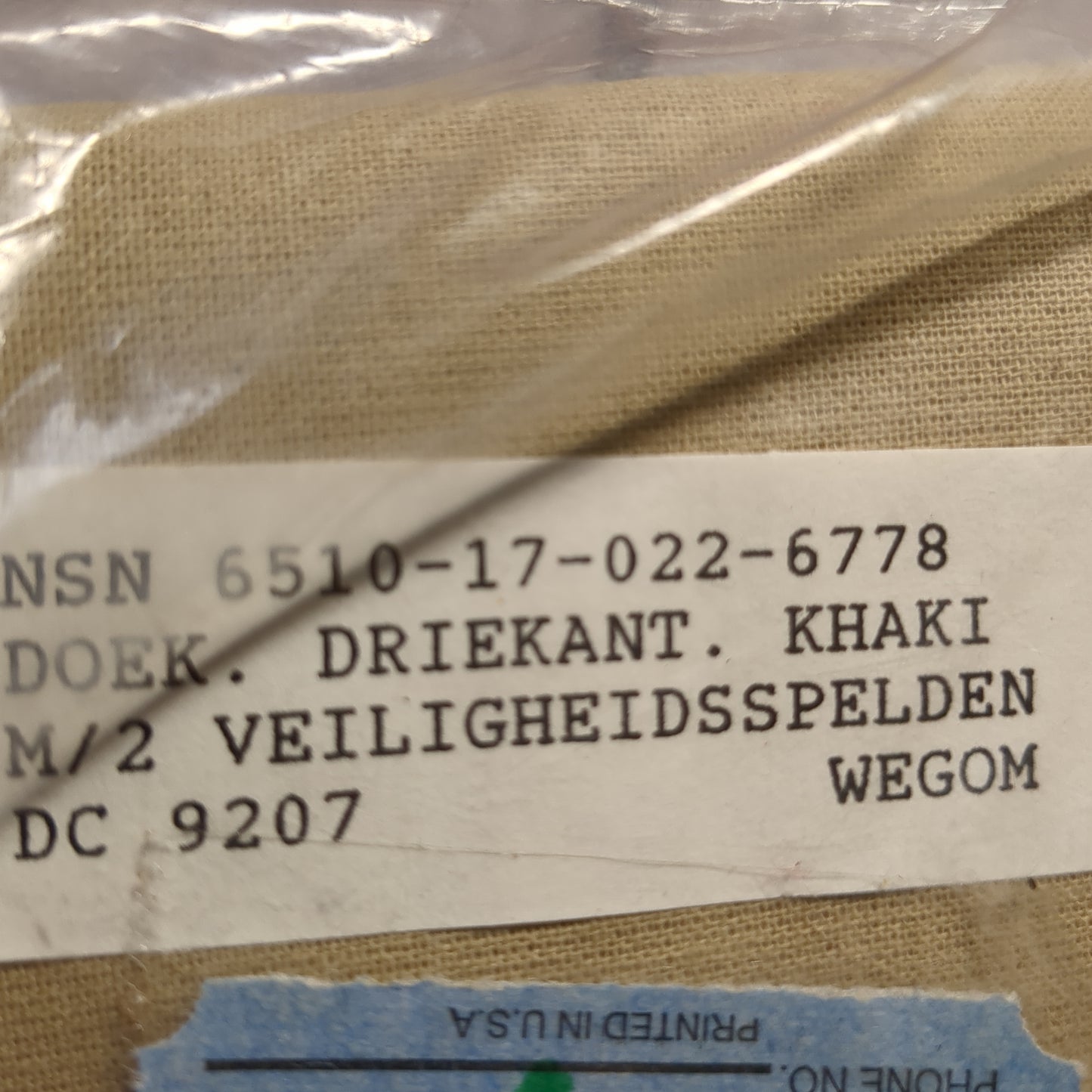 VINTAGE Khaki Driekant Doek Veiligheidsspelden Wegom M/2 (aa11-6)