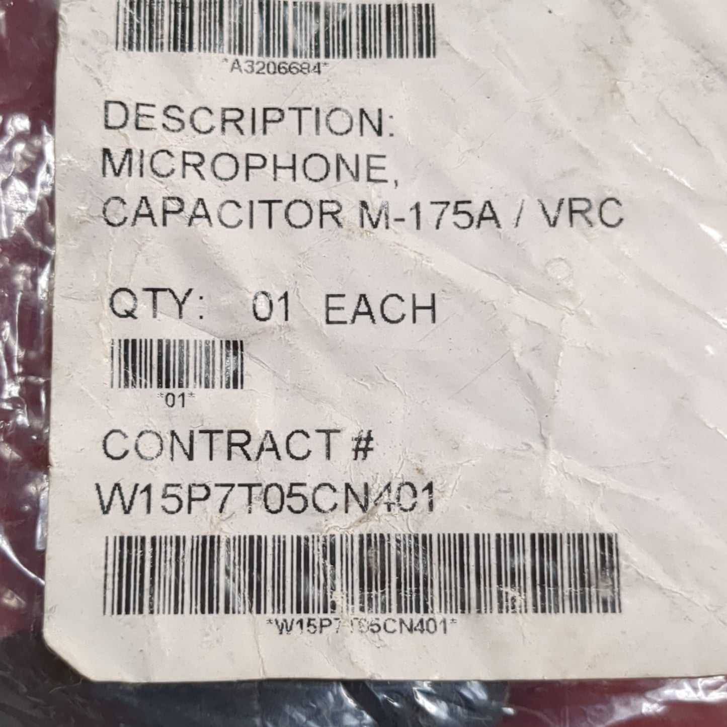 NOS microphone capacitor m-175A / vrc, nsn: 5965-01-516-1236  (fc03-enu16)