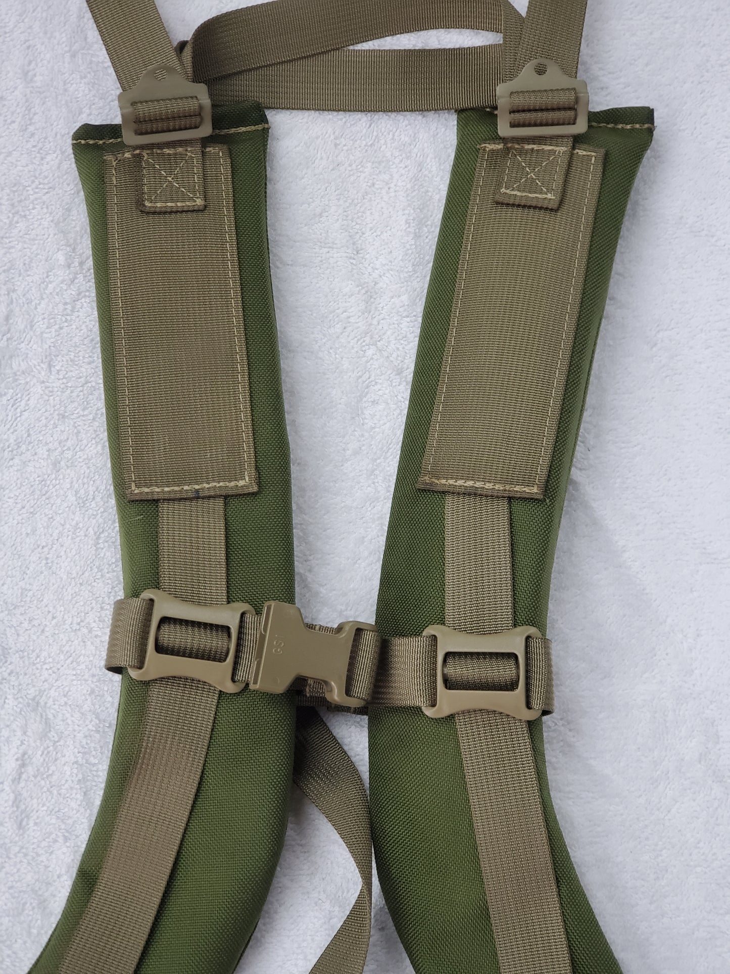 SET of Custom Olive Drab / Tan 499 Webbing Shoulder Straps w/ Sternum Strap for Alice Malice Pack (OD/499 LC-3)