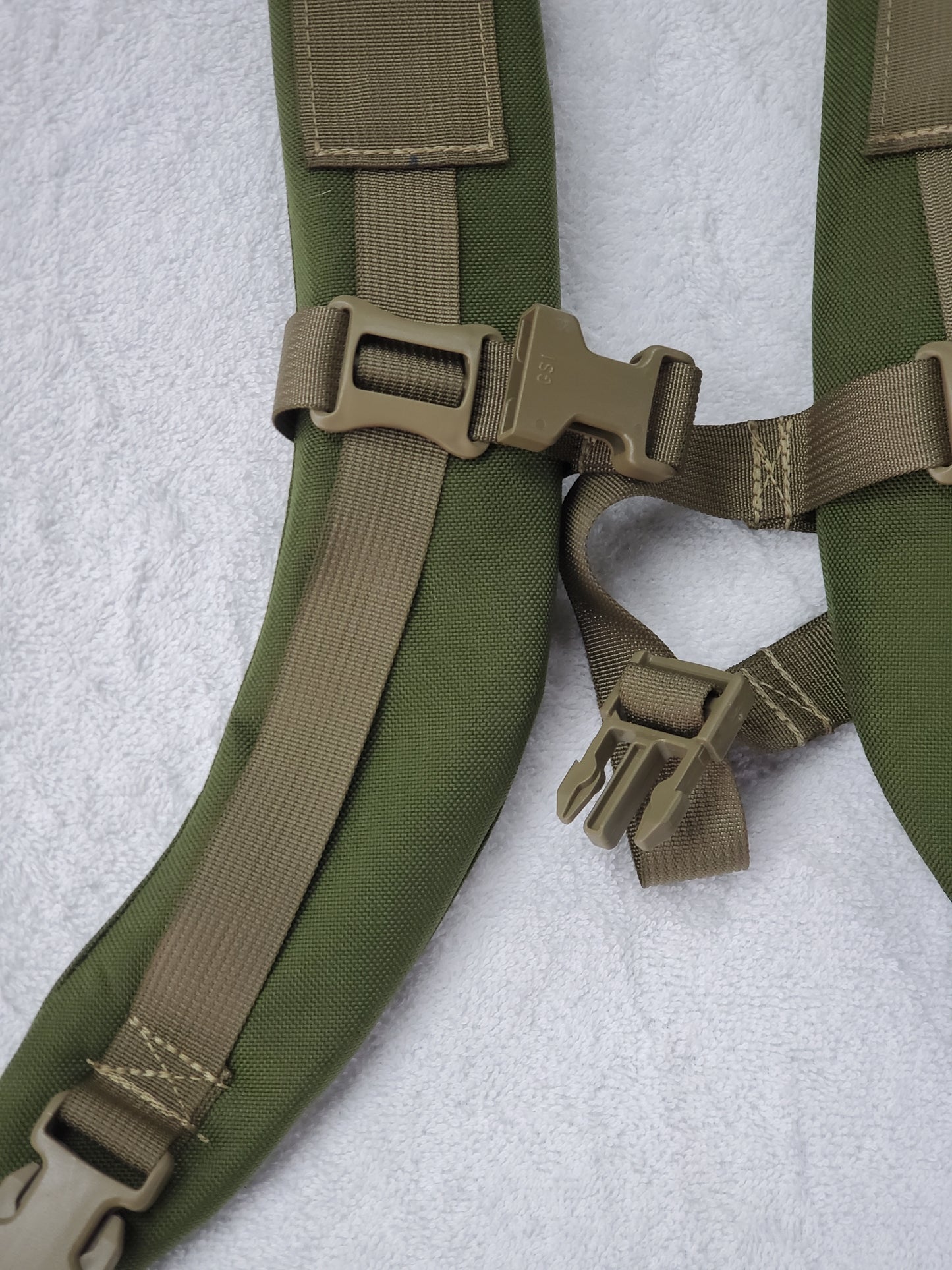 SET of Custom Olive Drab / Tan 499 Webbing Shoulder Straps w/ Sternum Strap for Alice Malice Pack (OD/499 LC-3)