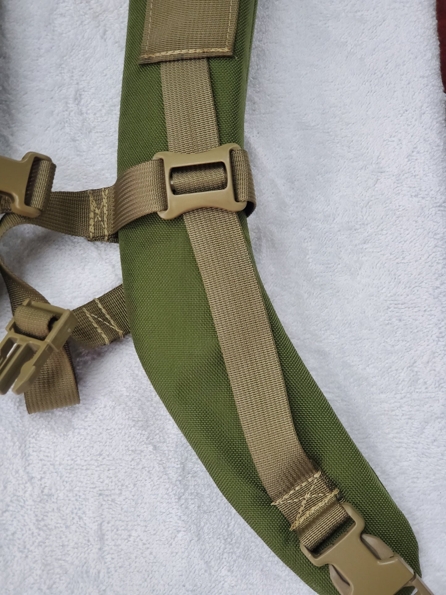 SET of Custom Olive Drab / Tan 499 Webbing Shoulder Straps w/ Sternum Strap for Alice Malice Pack (OD/499 LC-3)