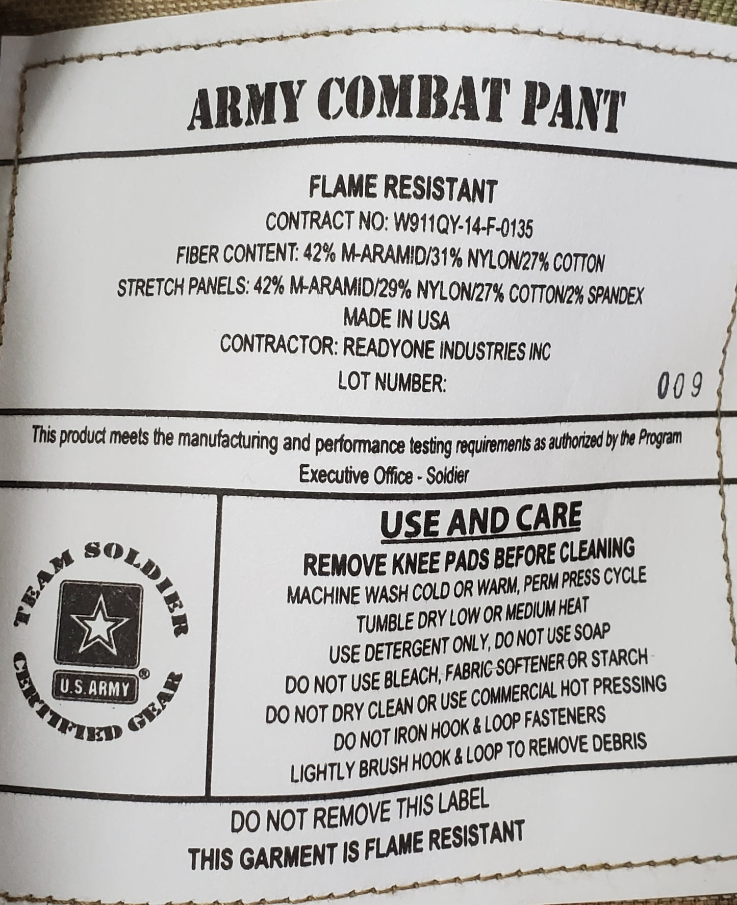NOS Large Long US Army Deployment Frac Combat Pants w/ Knee Pad Pockets (aa10-25jan05)