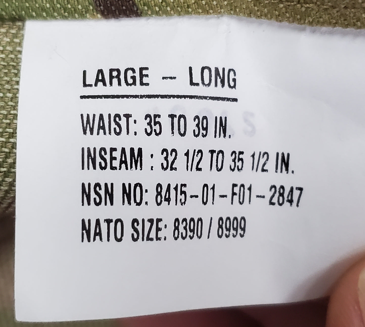 NOS Large Long US Army Deployment Frac Combat Pants w/ Knee Pad Pockets (aa10-25jan05)