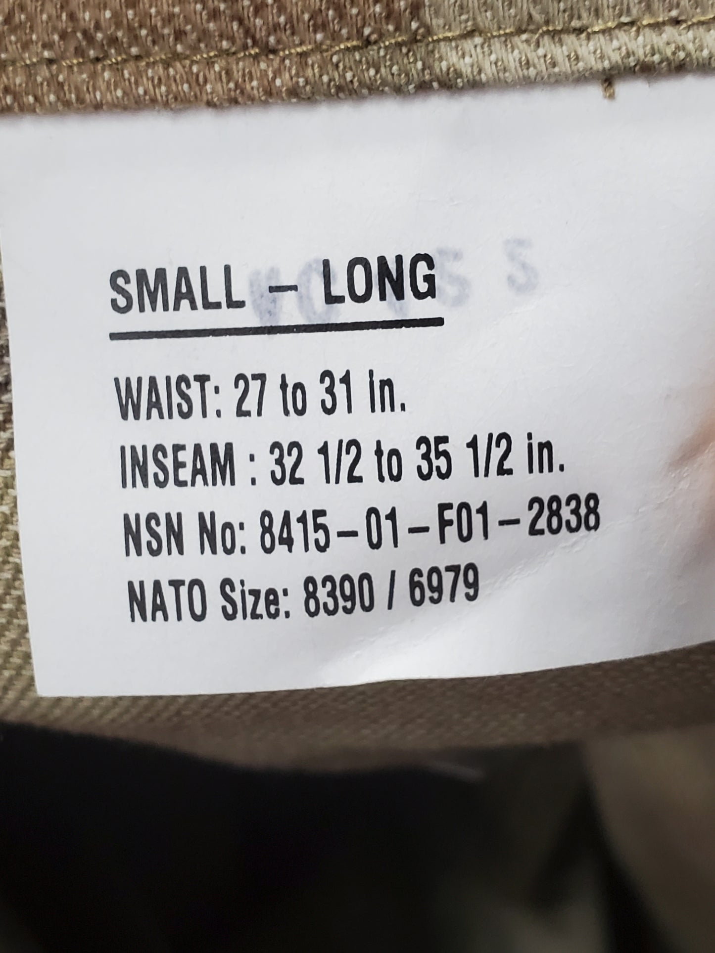 NOS Small Long US Army Deployment Frac Combat Pants w/ Knee Pad Pockets (db07-25jan27)