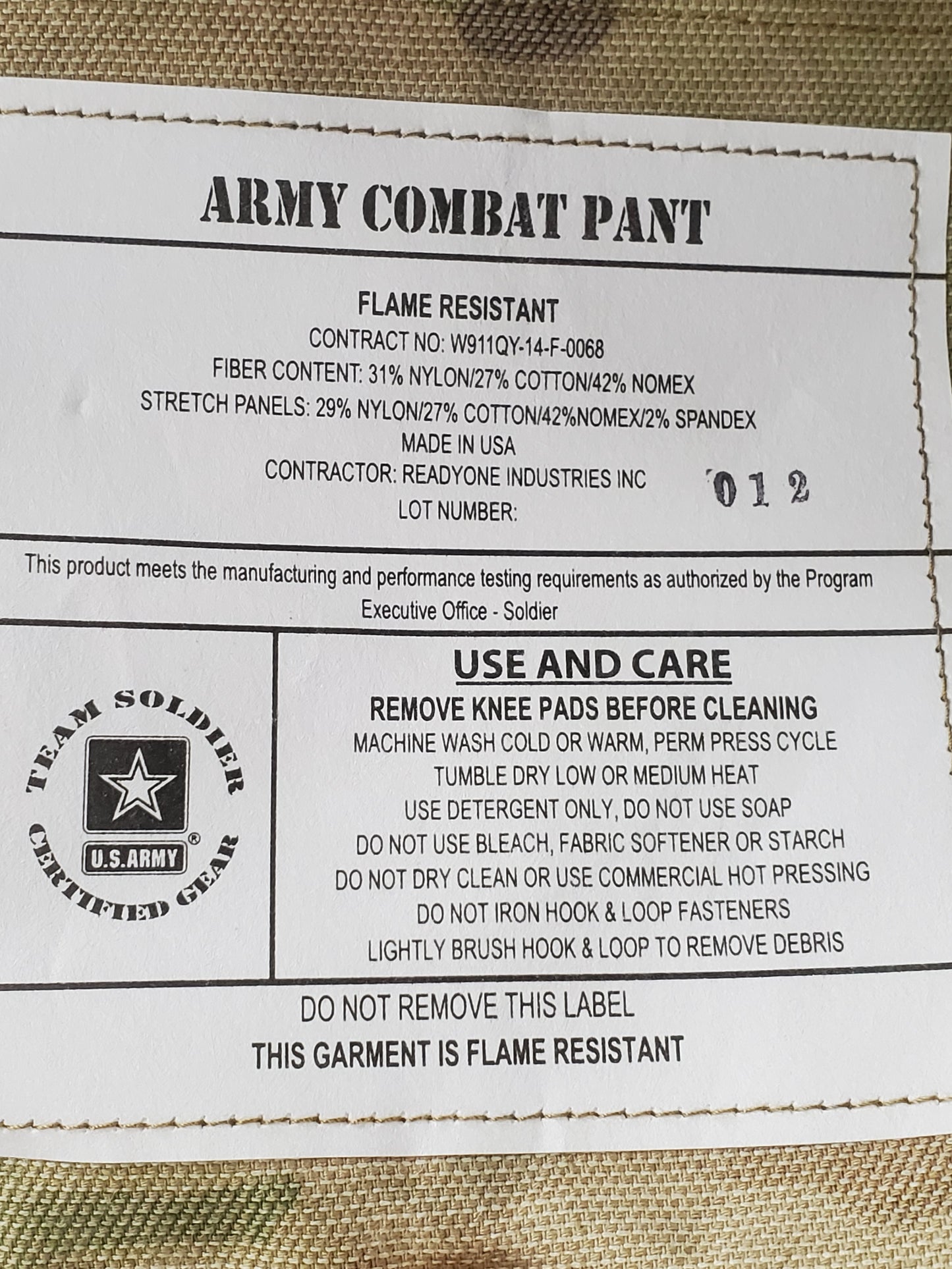 NOS Small Long US Army Deployment Frac Combat Pants w/ Knee Pad Pockets (db07-25jan27)