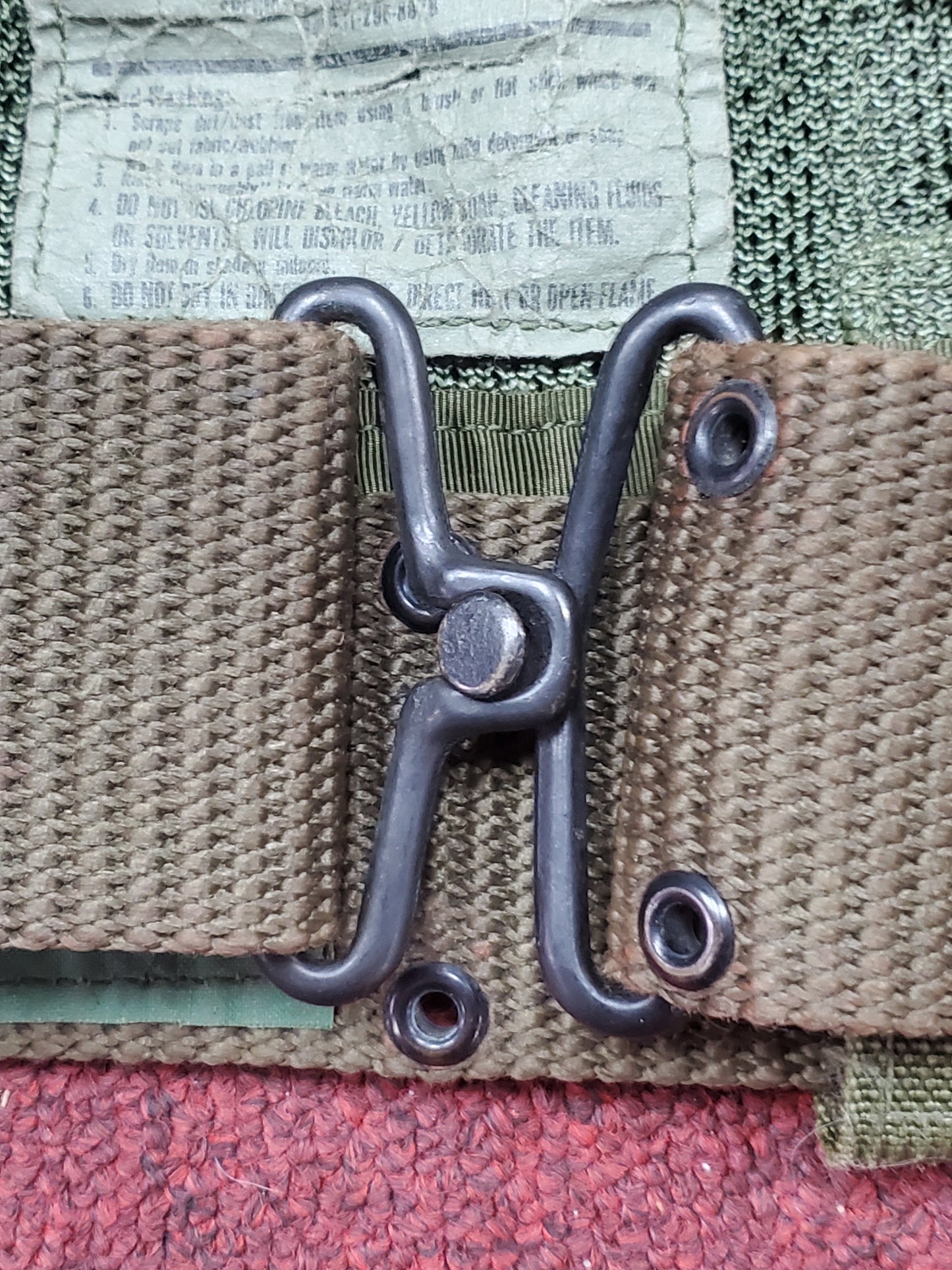 Unused 1974 Pistol Belt w/ 1994 BDU Enhanced Tactical Load Bearing Vest LC-88 Woodland (eb06-25jan31)