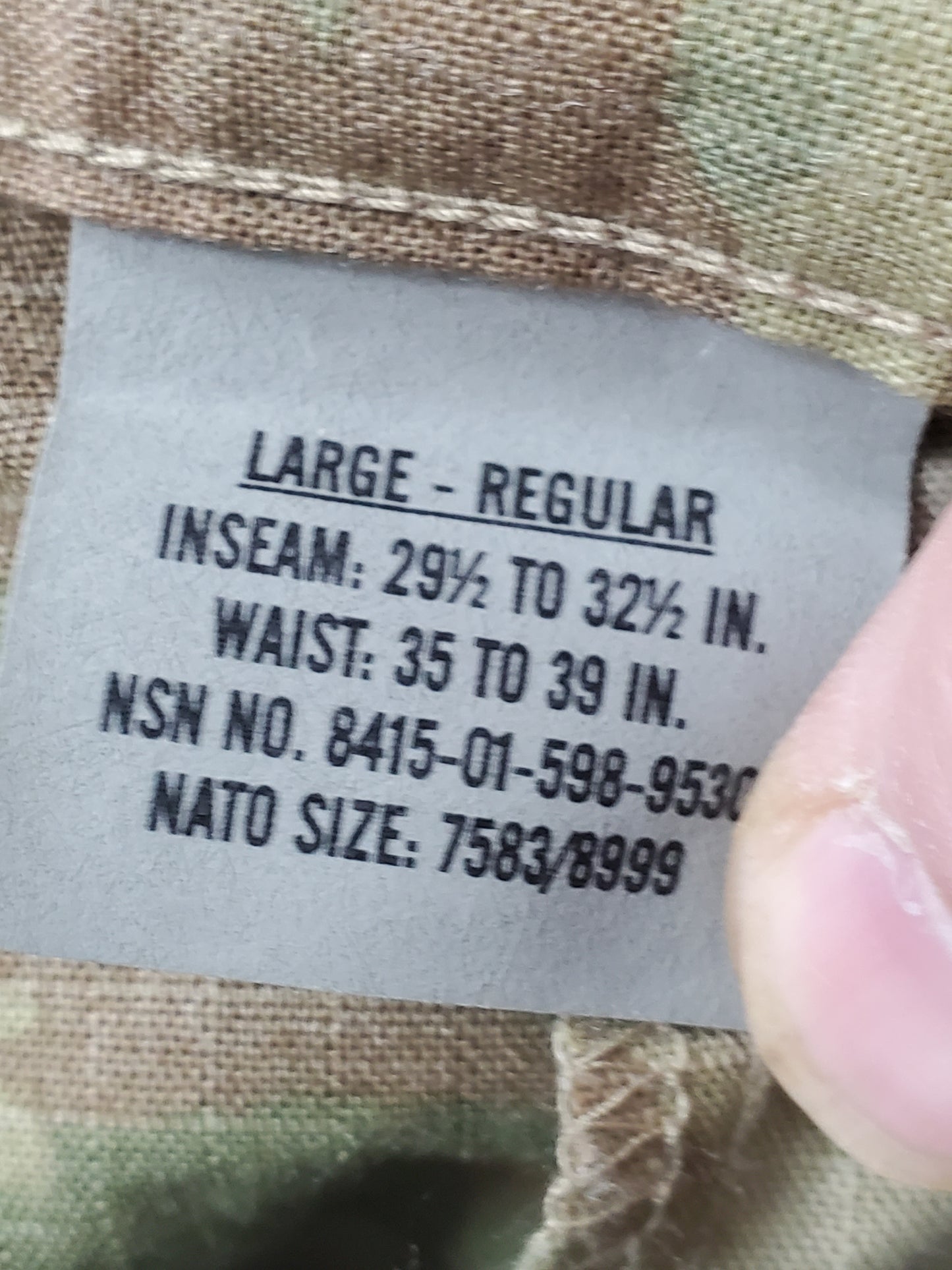NWT Set of US Army Large Regular Deployment Uniform Multicam Frac Top Pants (ca13-25jan45)