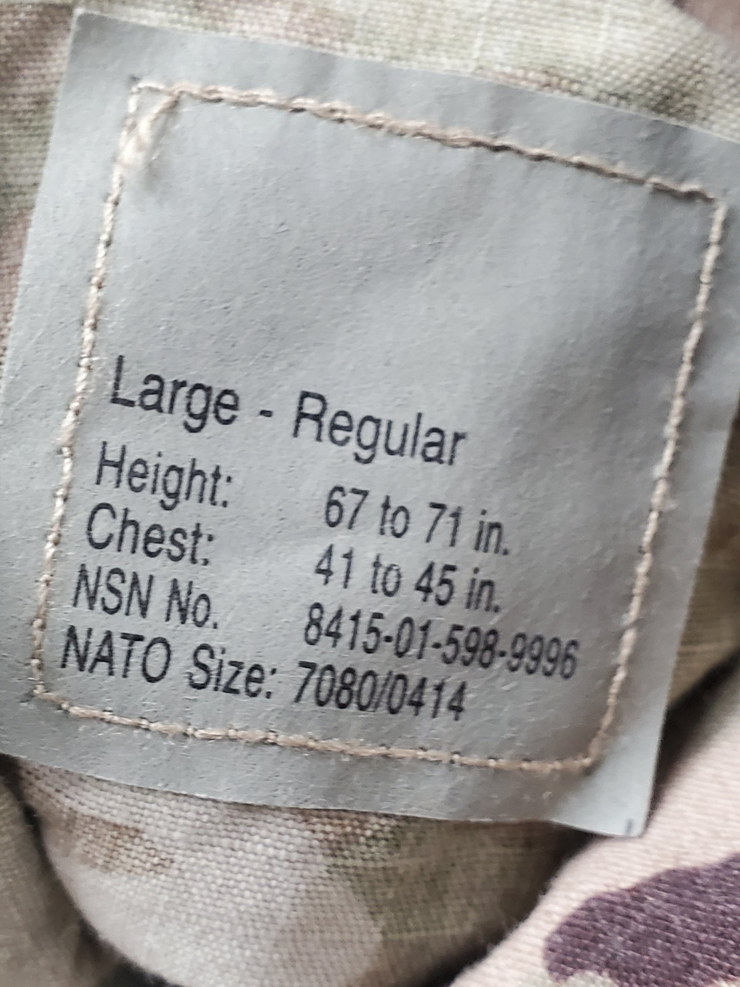 NWT Set of US Army Large Regular Deployment Uniform Multicam Frac Top Pants (ca13-25jan45)