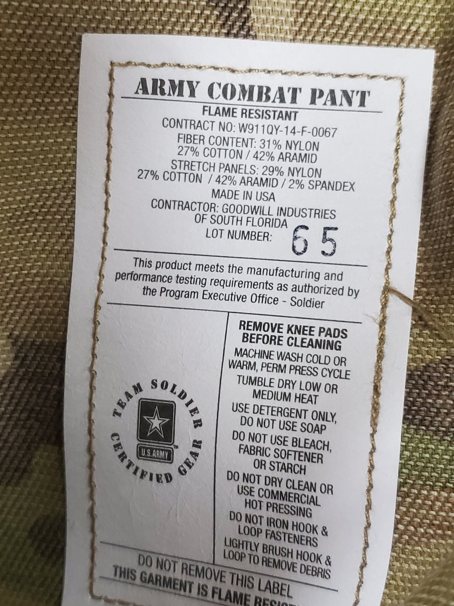 NWT Large Regular US Army Deployment Frac Combat Pants w/ Knee Pad Pockets (ca13-25jan46)