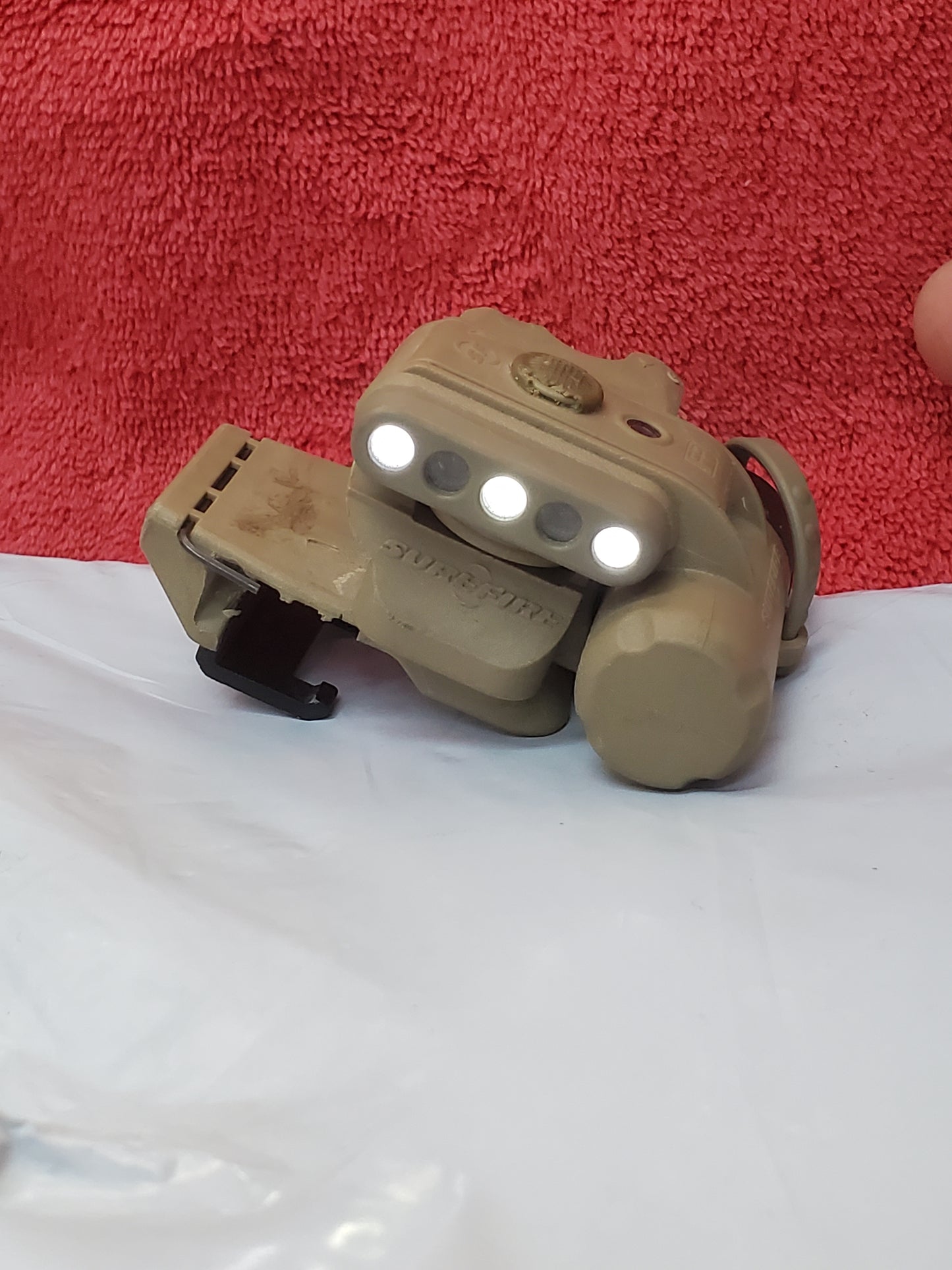 SureFire HL1 Helmet Light Red/White w Mount Used (25feb47)