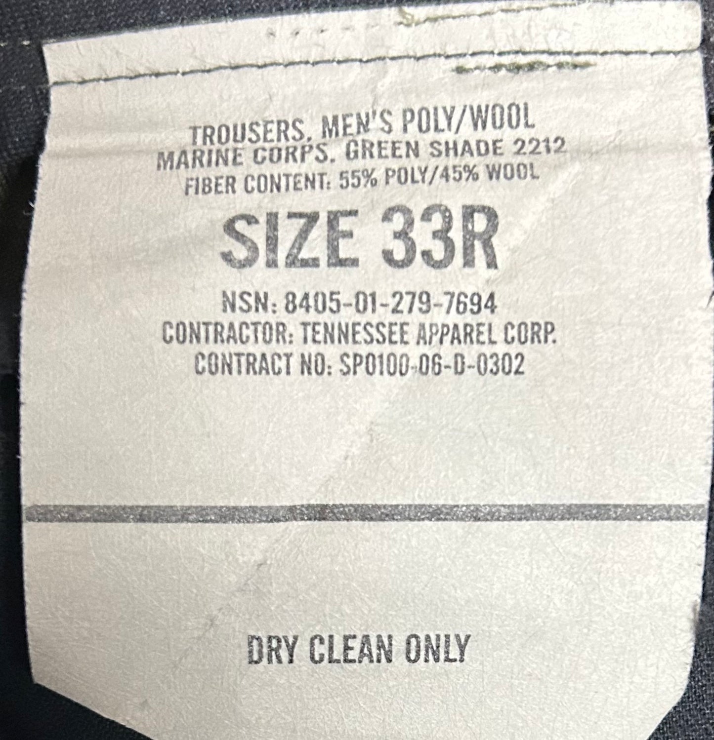 USMC Service Alpha/Charlie Men's Trousers 33R (FA15-26Feb26)