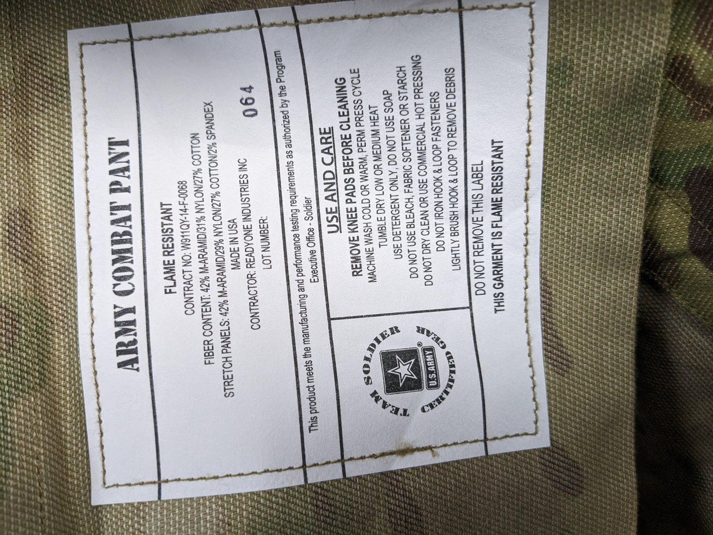 NWT us army deployment medium short frac combat pants w/ knee pads (ocp1- fa19-enu97)