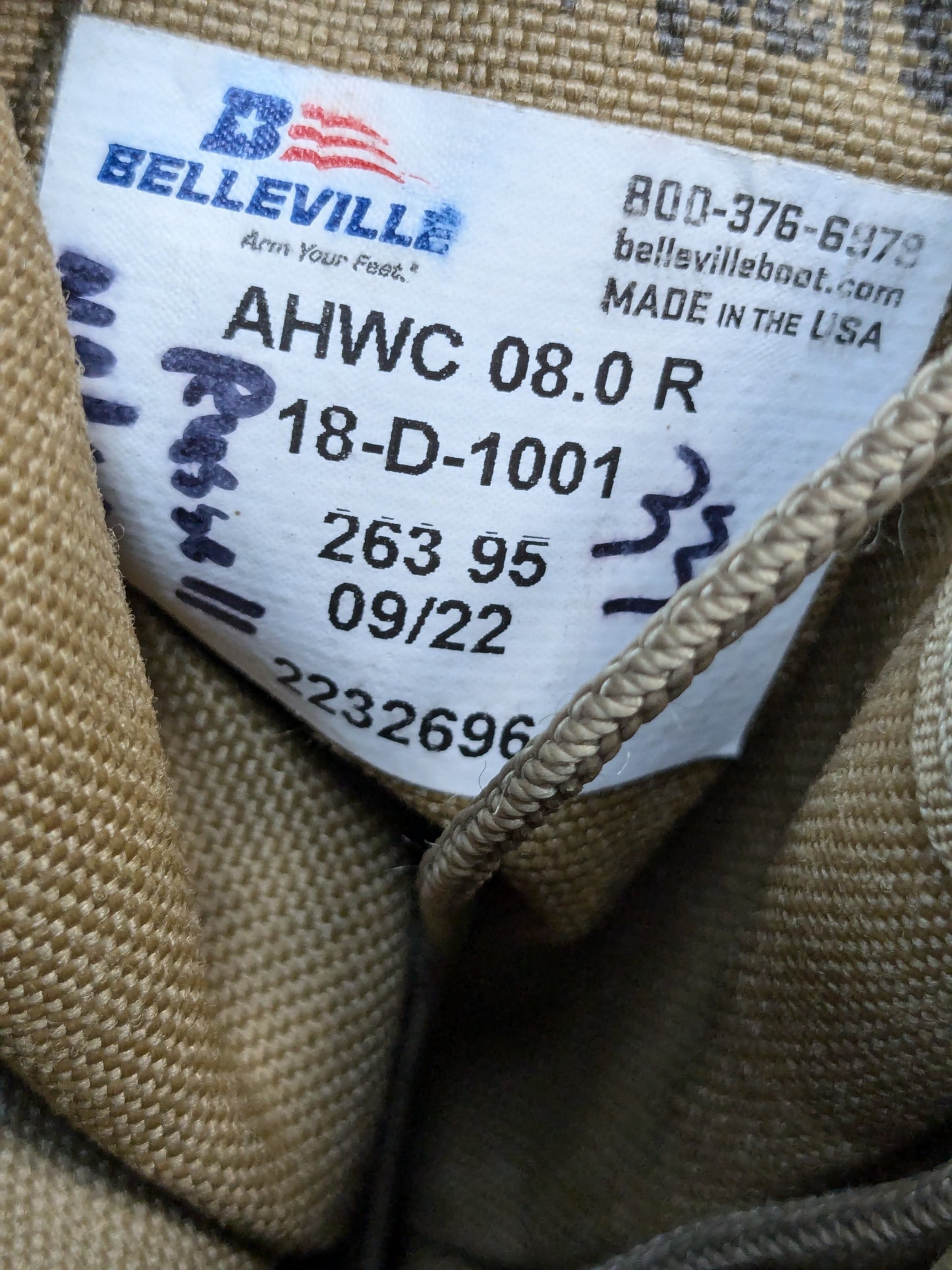 BELLEVILLE 8 Regular AHWC Tan Boots used (FA20-enu138)