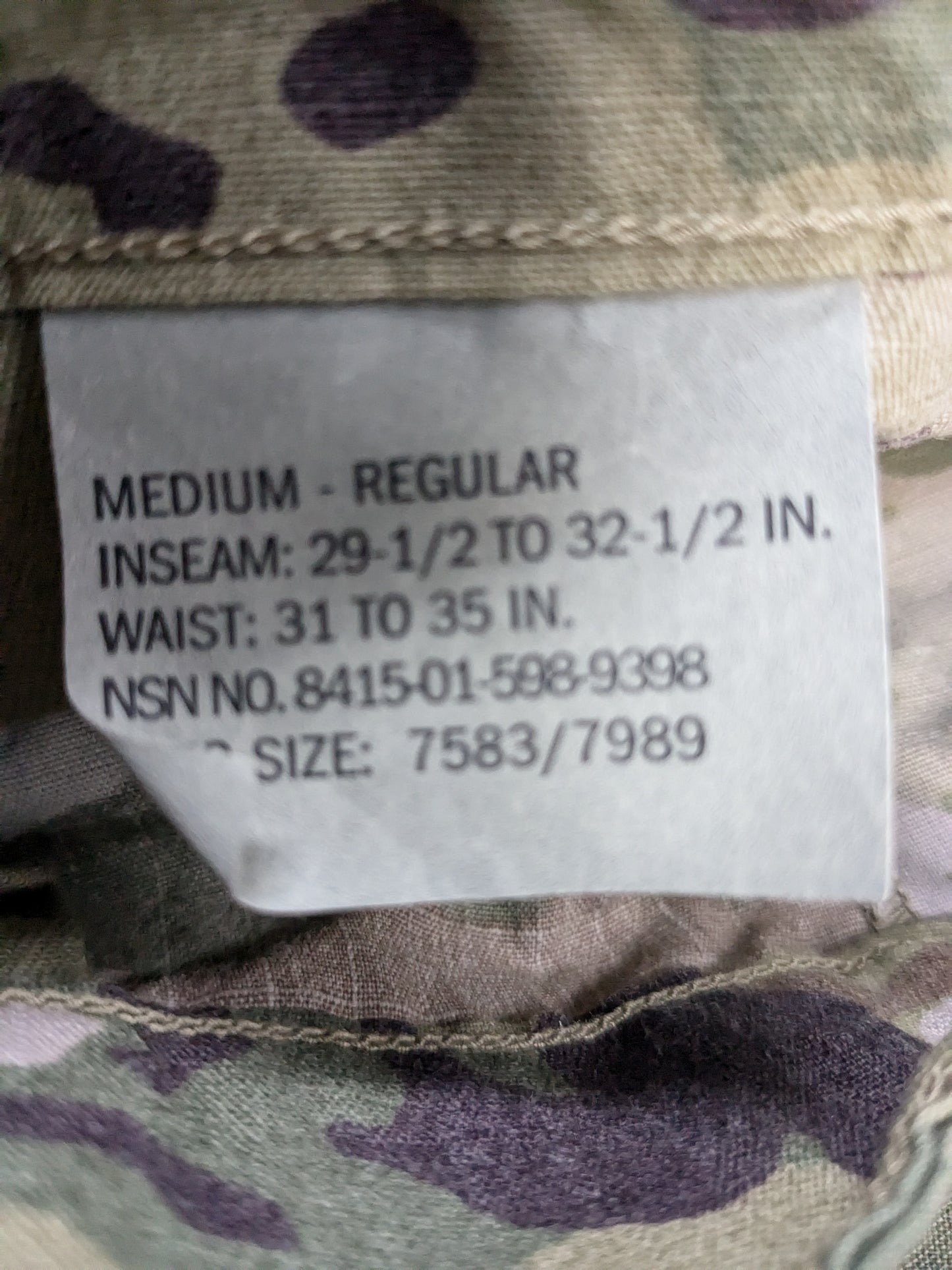NWT Set of US Army Medium Regular Deployment Uniform Multicam Frac Top Pants (ca13-25jan44)