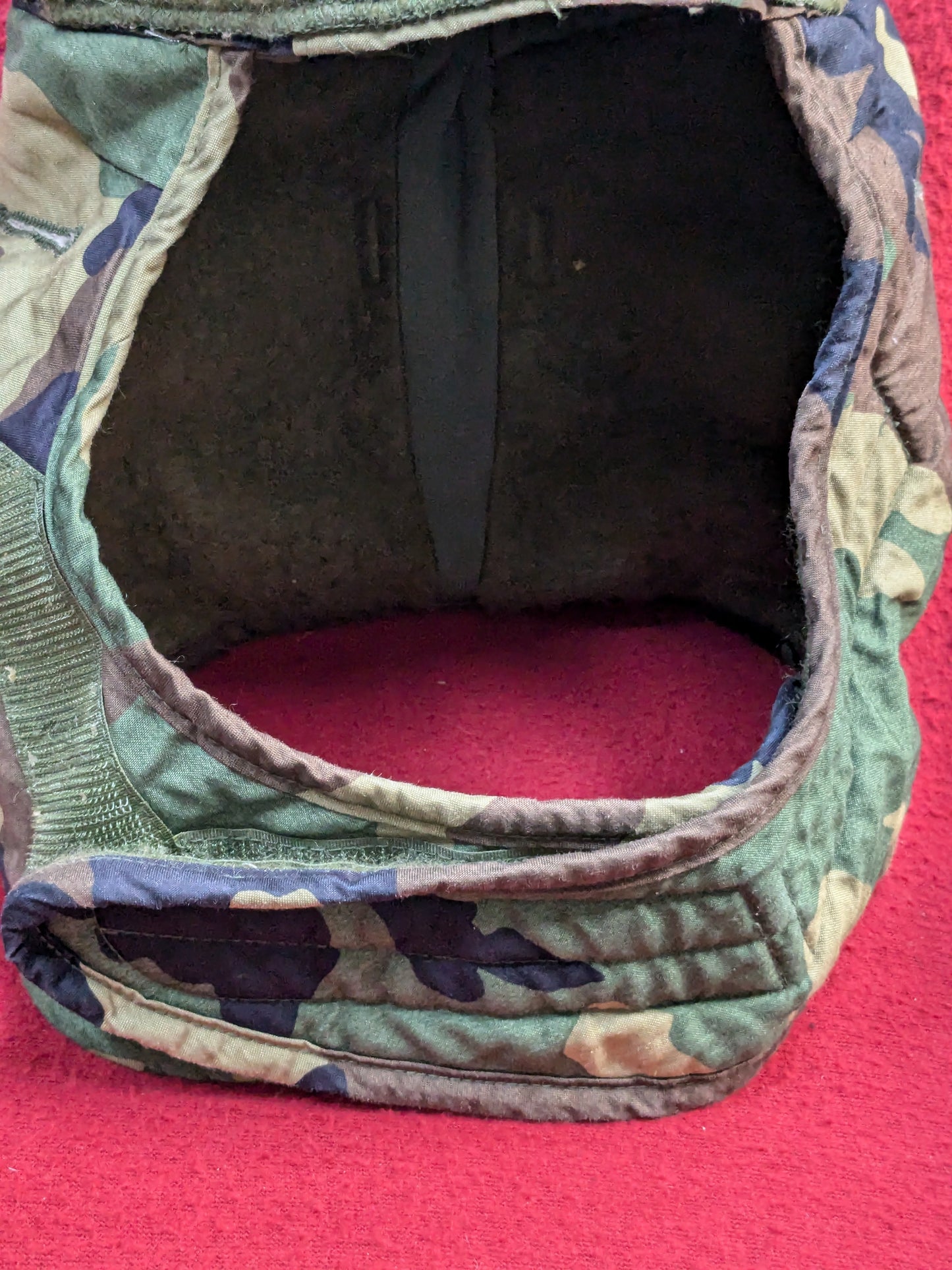US Army Woodland BDU Pattern Size 7 1/4 HELMET LINER INSULATED PILE CAP Extreme Cold Weather Excellent Condition (fa12-PET80)