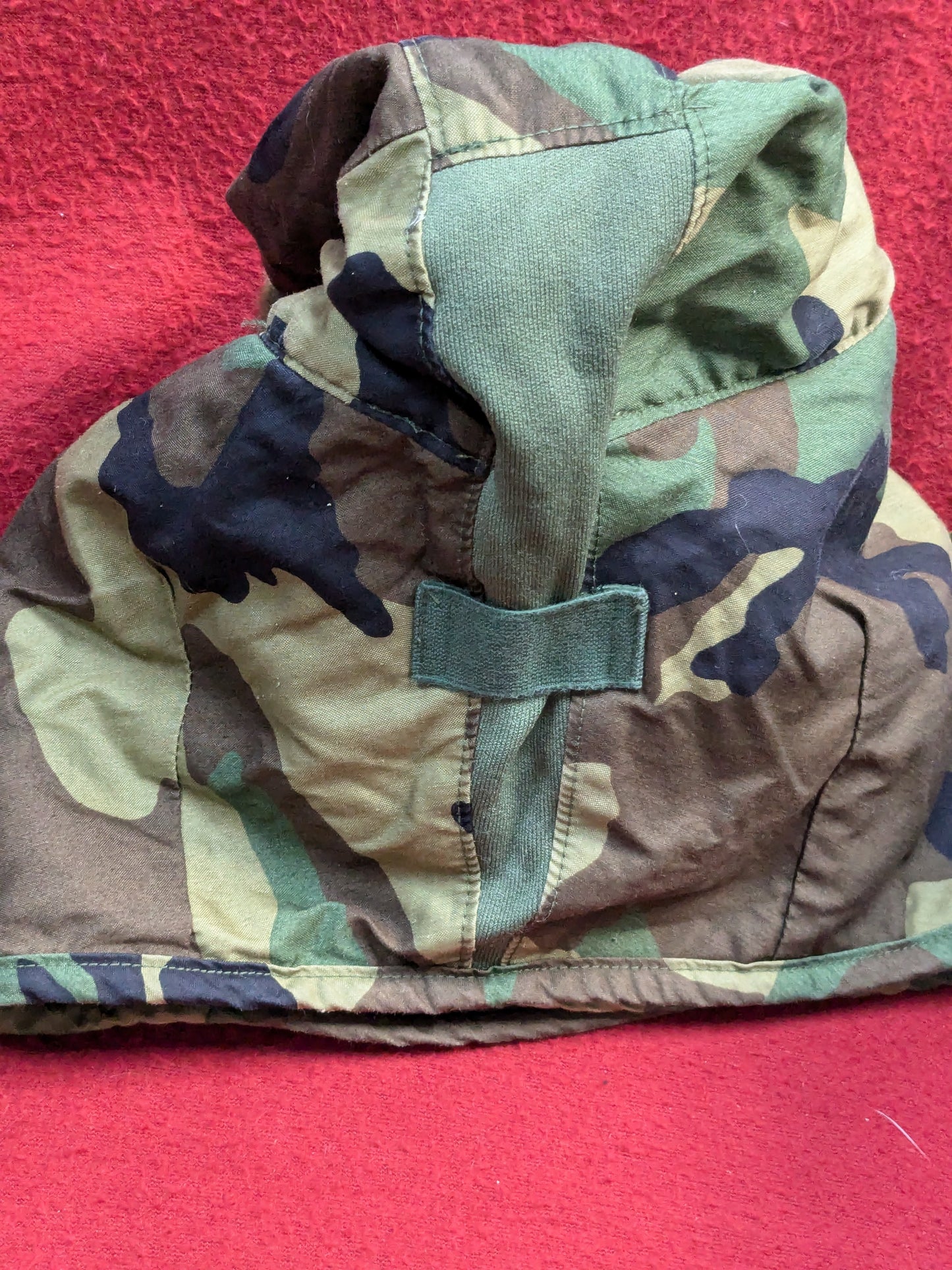 US Army Woodland BDU Pattern Size 7 1/4 HELMET LINER INSULATED PILE CAP Extreme Cold Weather Excellent Condition (fa12-PET80)