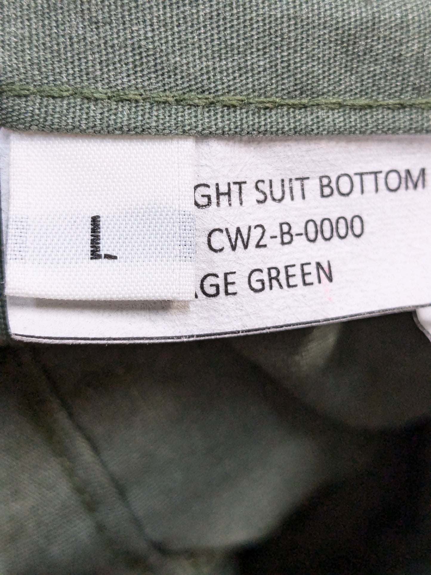 Military 2-Piece Flight suit Bottoms Only Sage Green Large Good Condition (PET136)