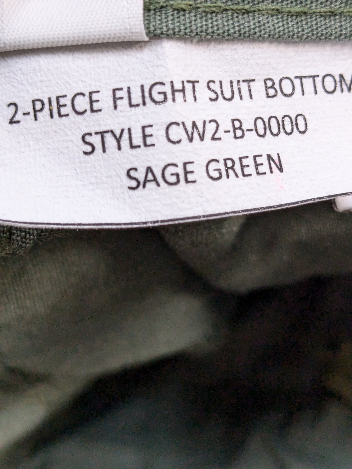 Military 2-Piece Flight suit Bottoms Only Sage Green Large Good Condition (PET136)