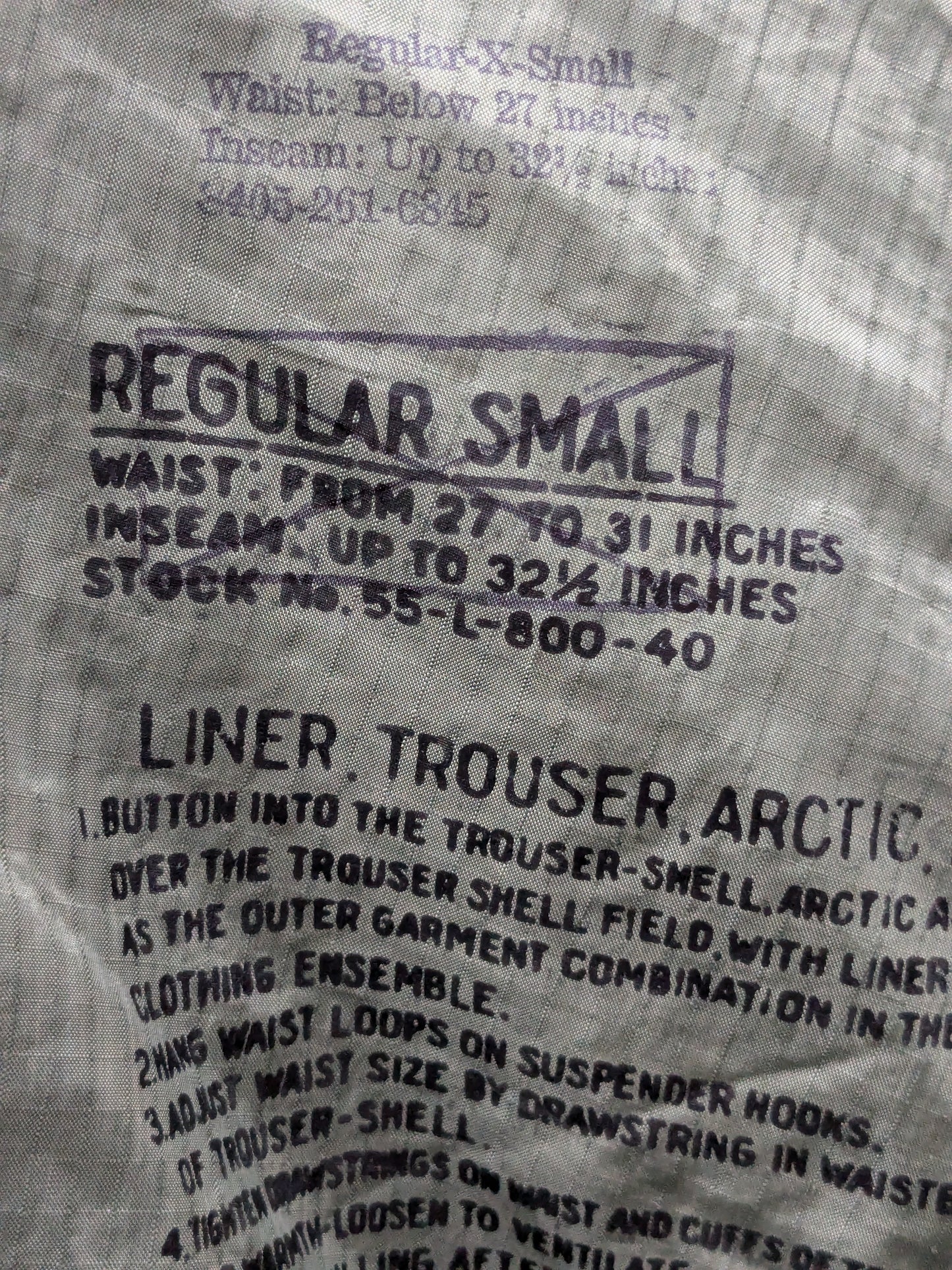 1955 Small Regular M-1951 Arctic Liner Pants Trousers (da02-25jan20)