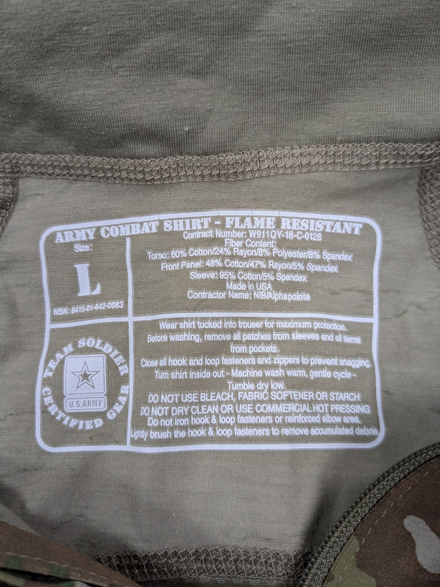 NEW - Large 1/4 Quarter Zip Type 2 Combat OCP Multicam FRAC Top Shirt (da06-25feb21)