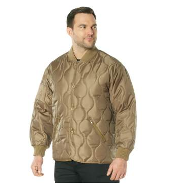 10445L Large 'Woobie Smoker Jacket' Coyote Field Jacket Liner w/ Buttons, Cuffs, Pockets (gtt)