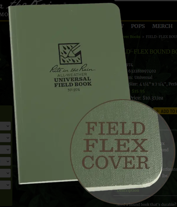 974 4x7 OD Side Bound Book Rite in the Rain Notebook 4.25" x 7.25" (974)