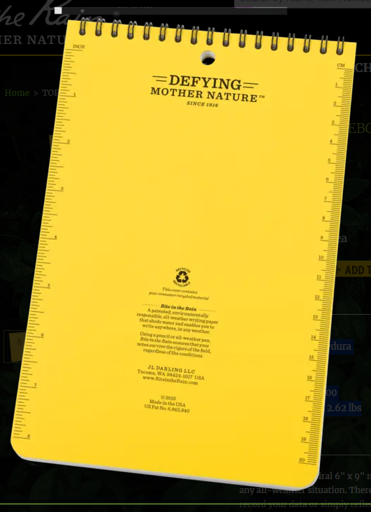 169 6x9 Yellow Top Spiral Pocket Rite in the Rain Notebook 6" x 9" (169)