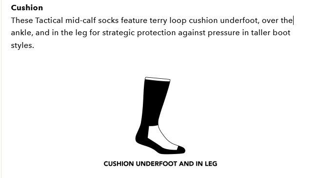T3005 Small BLACK Mid-calf Lightweight Cushion Tactical Socks