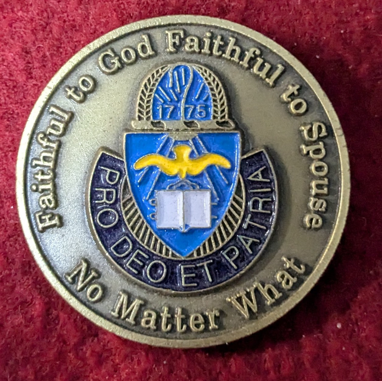 Challenge Coin Courage Commitment Challenge Korea Faithful to God Faithful to Spouse (25May44)