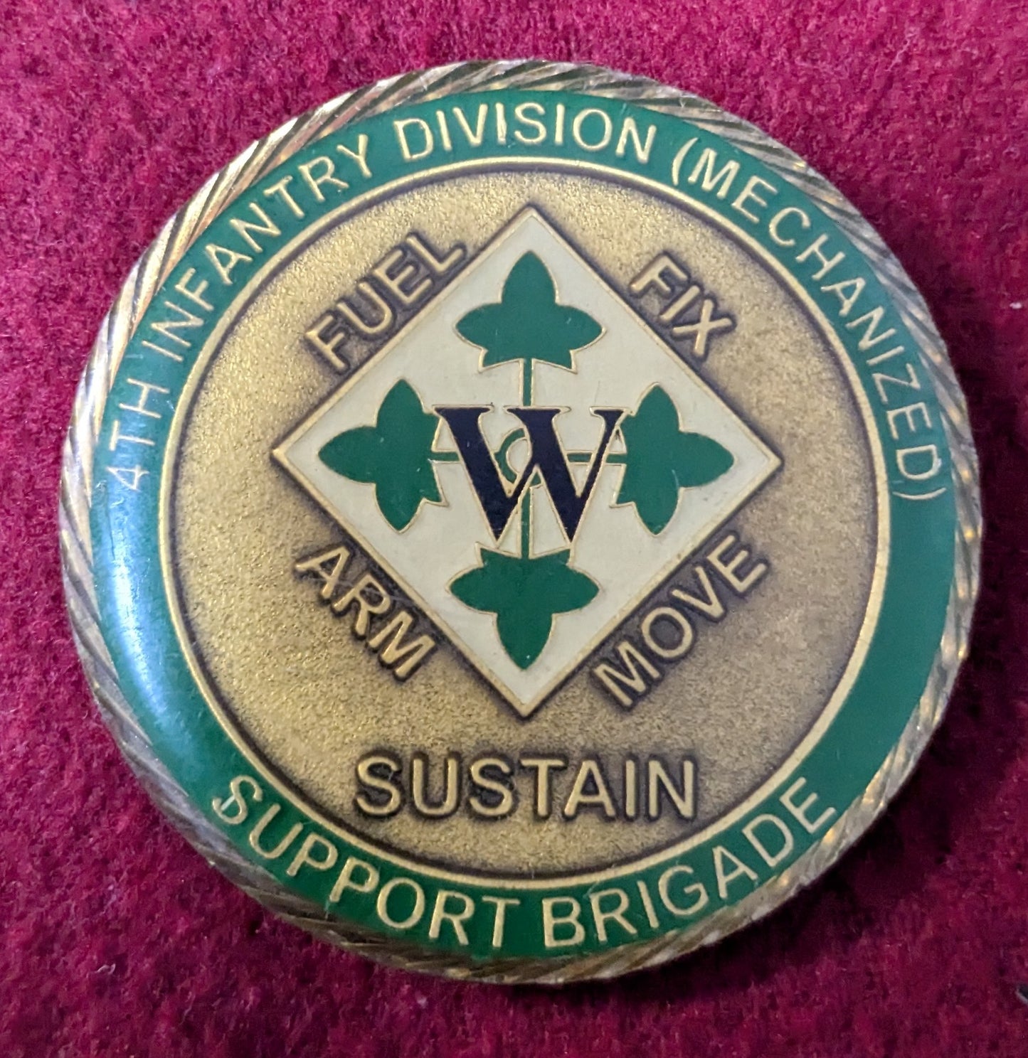Challenge Coin 4th Infantry Division Mechanized Support Brigade CDR CSM Wrangle (chcc-25May01)
