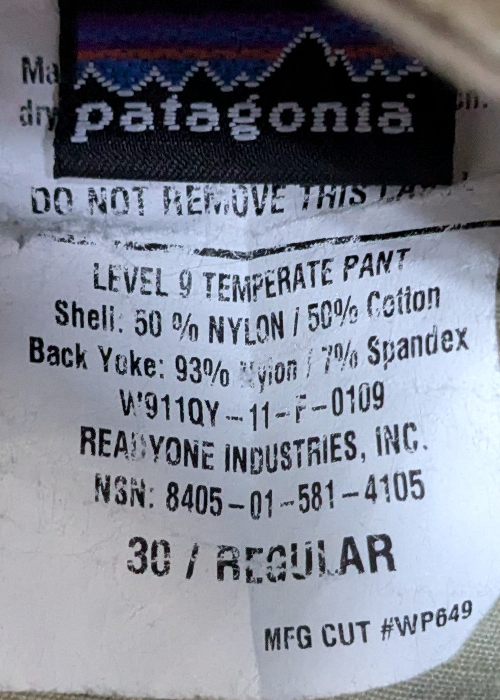 Patagonia Level 9 Combat Pants 30 Regular (DC1-25Sep121)