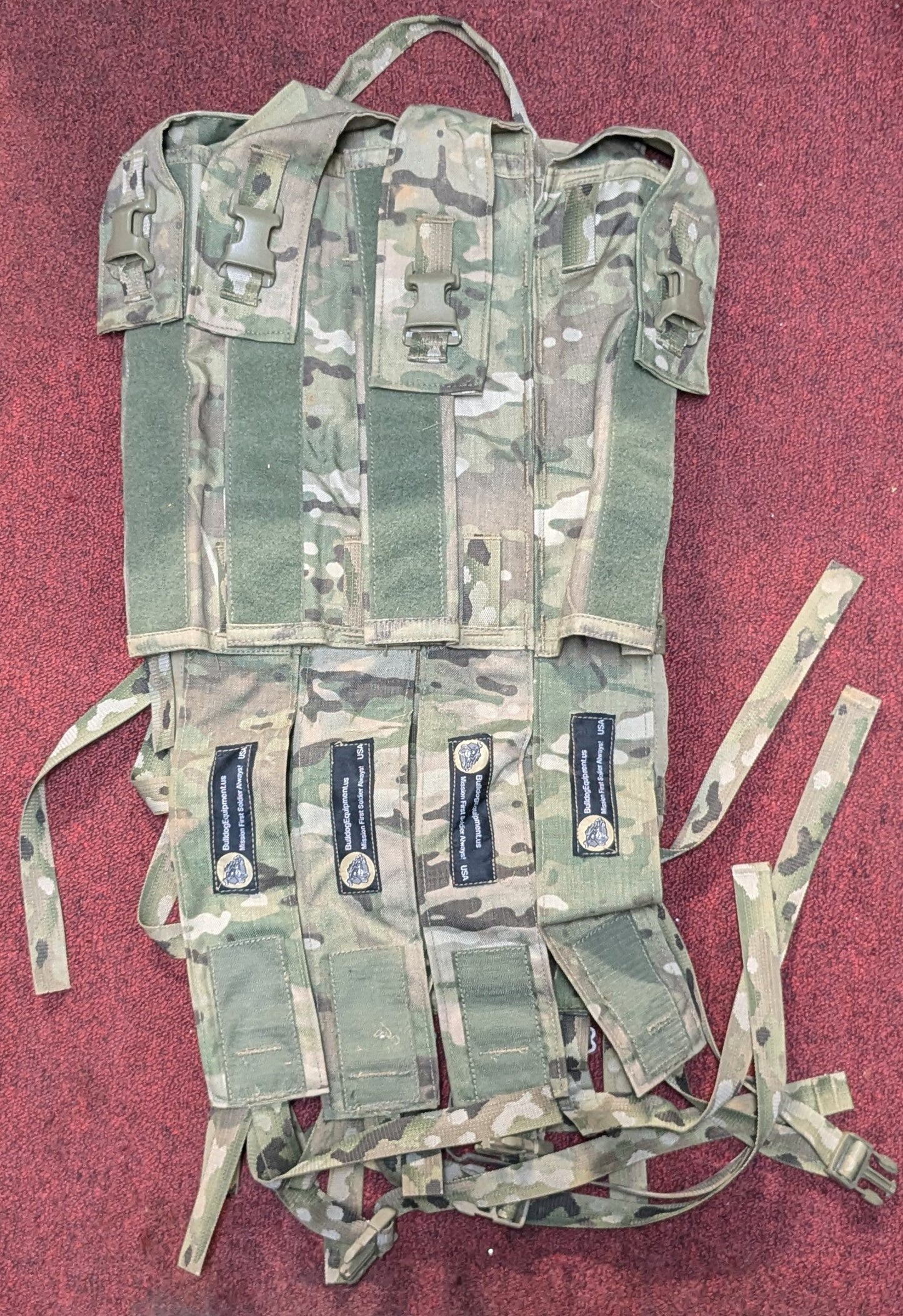 Bulldog Molle Panel - Shoulder Straps - Waistbelt - 4 60mm Single Round Pouches (DC11-25May115)