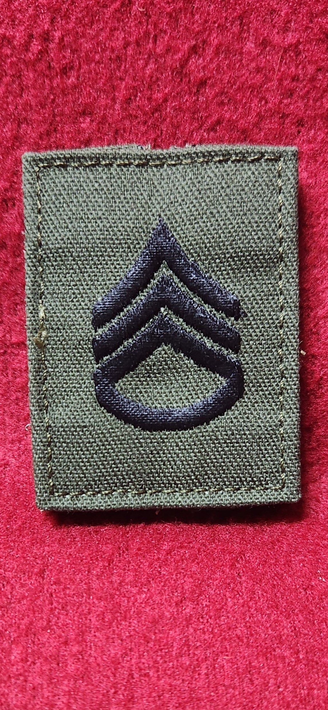 *Set of 2* US Army E-6 STAFF SERGEANT Rank Velcro Subdued OD Black BDU Woodland (bu04-sg6)