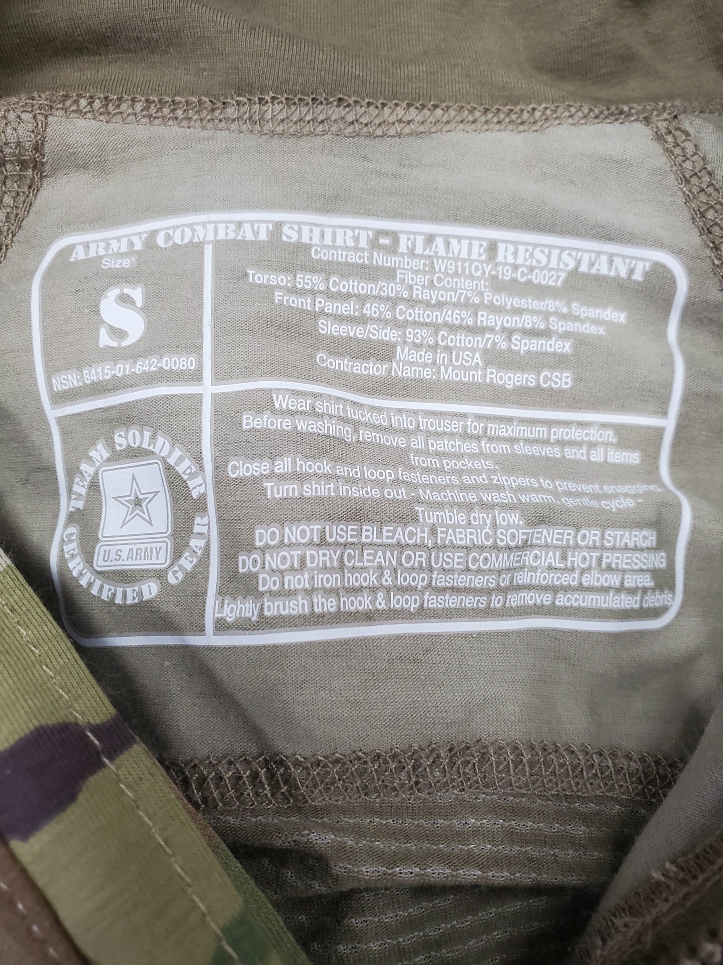 NOS Small 1/4 Quarter Zip Type 2 Combat OCP Multicam FRAC Top Shirt (aa10-25jan01)