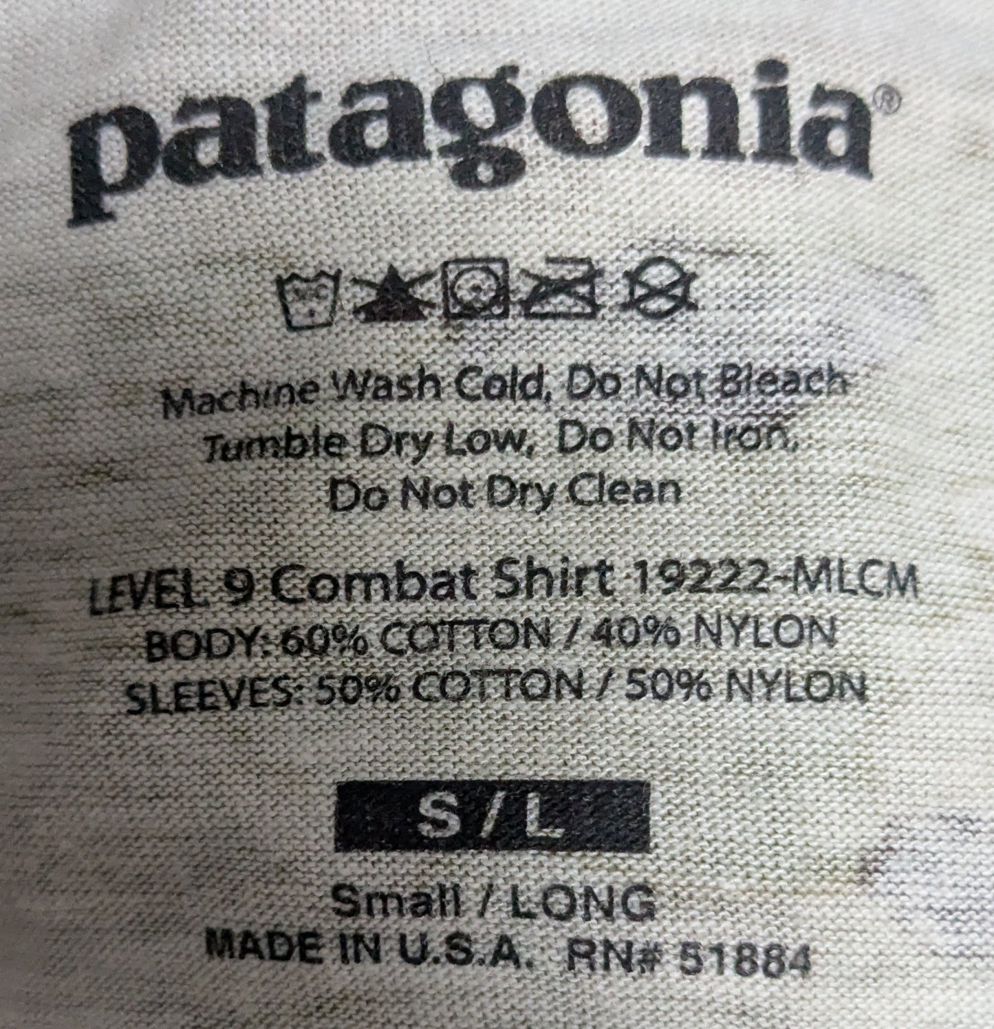 Patagonia Level 9 Combat Shirt Small Long (CB9-25Sep104)