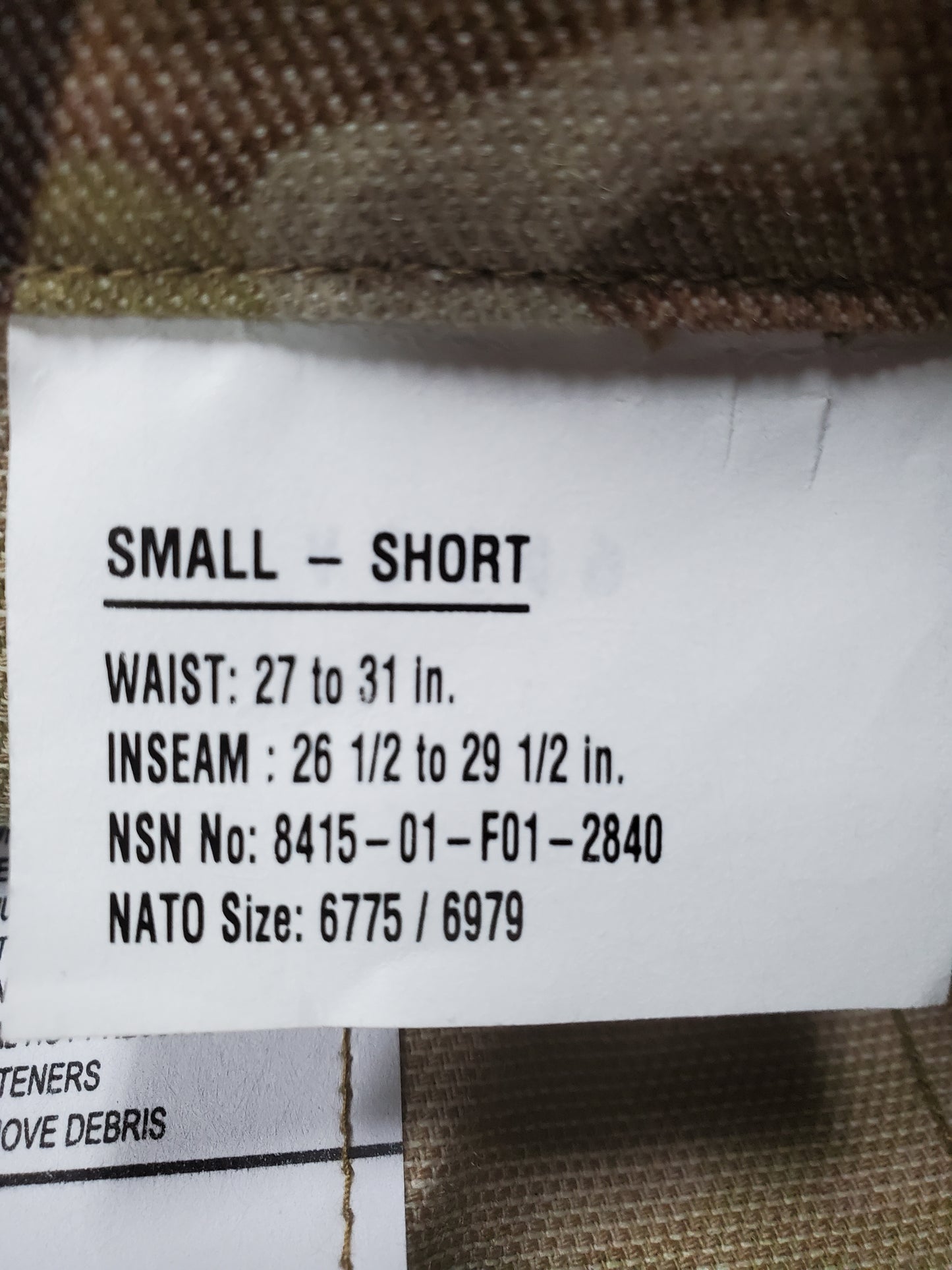 NOS Small Short US Army Deployment Frac Combat Pants w/ Knee Pad Pockets (aa10-25jan06)