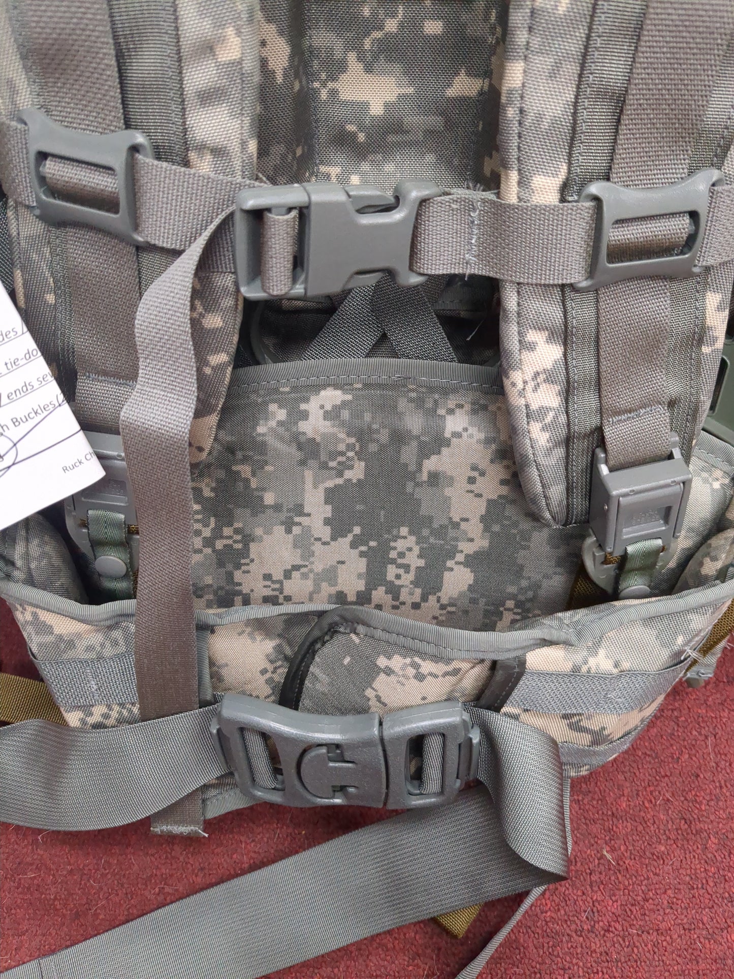 v.12 "Ranger Ready" ACU Large Molle II Ruck w/ The Gibson Mod w/ Name Tape & Cat Eyes (based on v12))