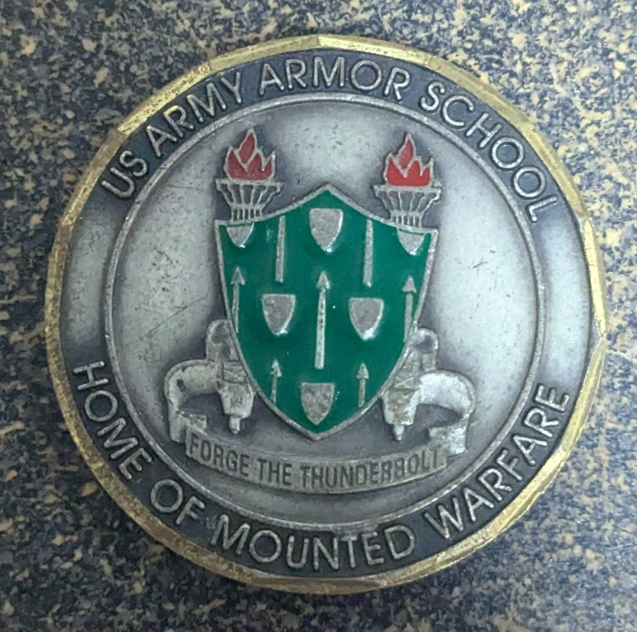 Challenge Coin Armor School Unit Crest Forge the Thunderbolt (CHCC-25Jul15)
