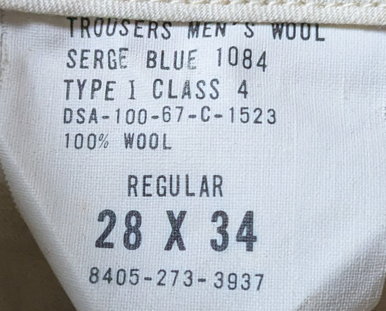US Air Force Vintage Trousers Wool, Serge Blue 1084 28x34 (FB2-26Feb54)