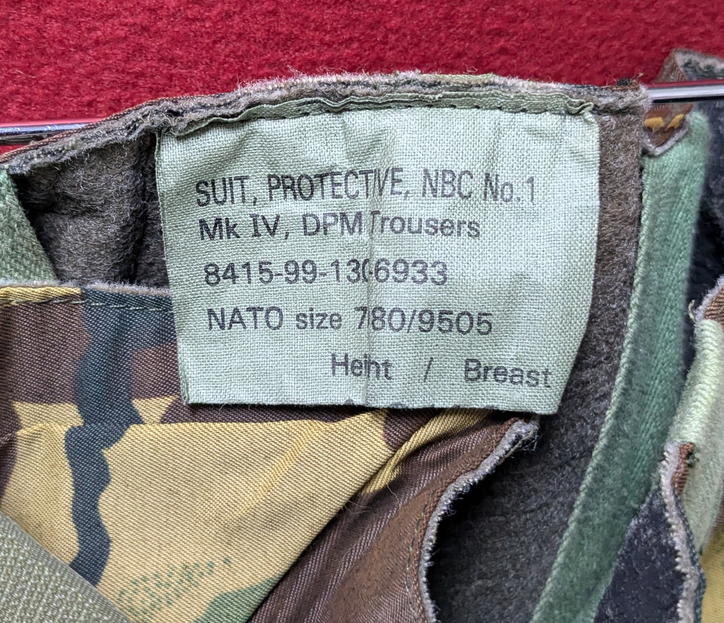 Protective Suit NBC No:1 Mk IV DPM Trousers Nato Size 7080/9505 (AA09-25APR28)
