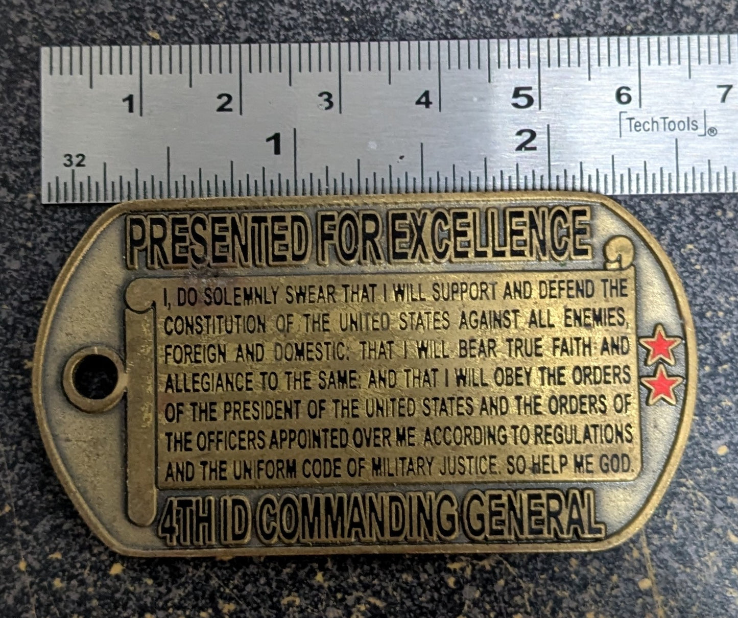 Challenge Coin 4th Infantry Division Ironhorse Six Commanding General, Dog Tag Style (CHCC-26May25)