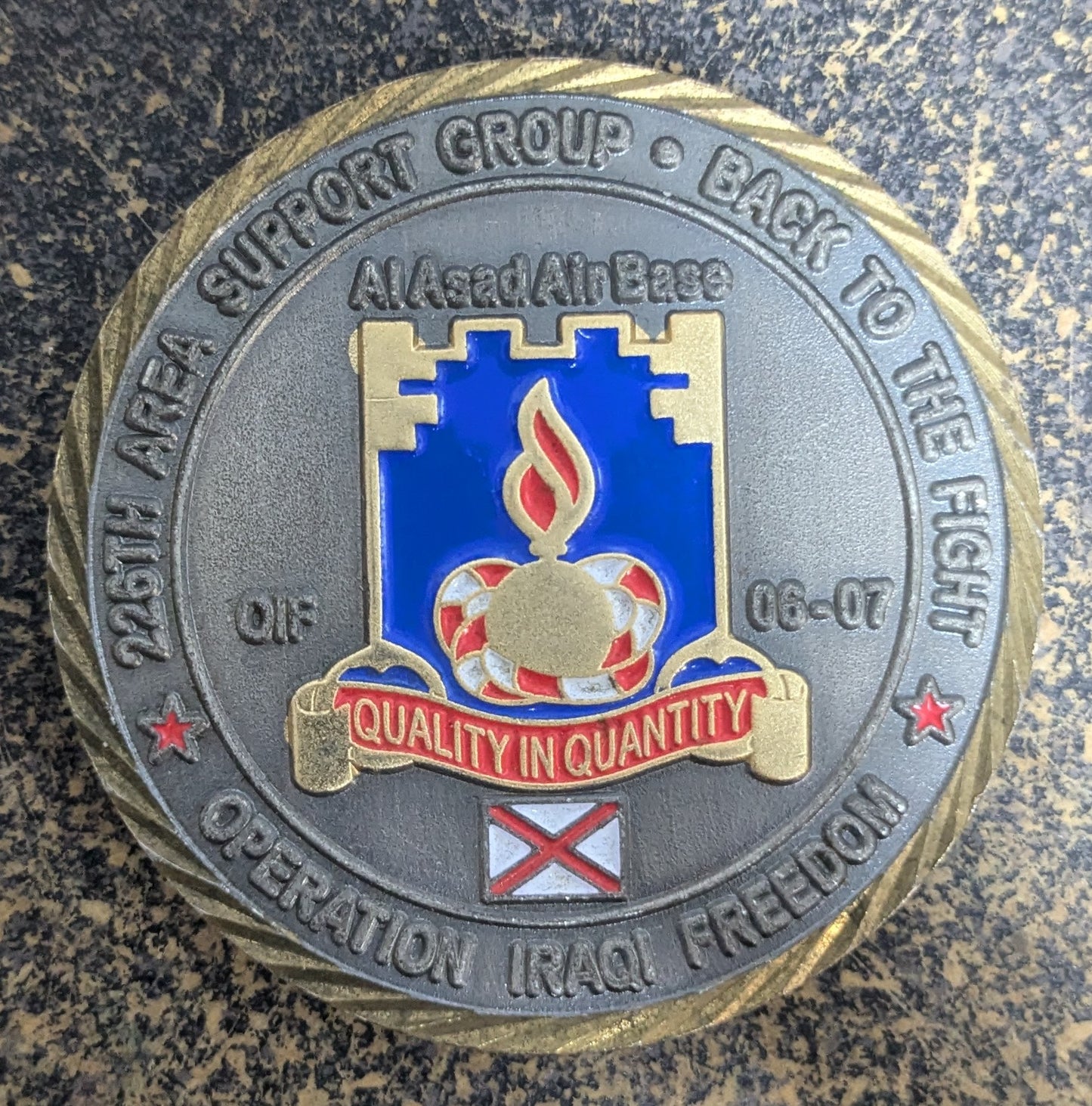 Challenge Coin 226th Support Group Back To The Fight (CHCC-25Jul18)