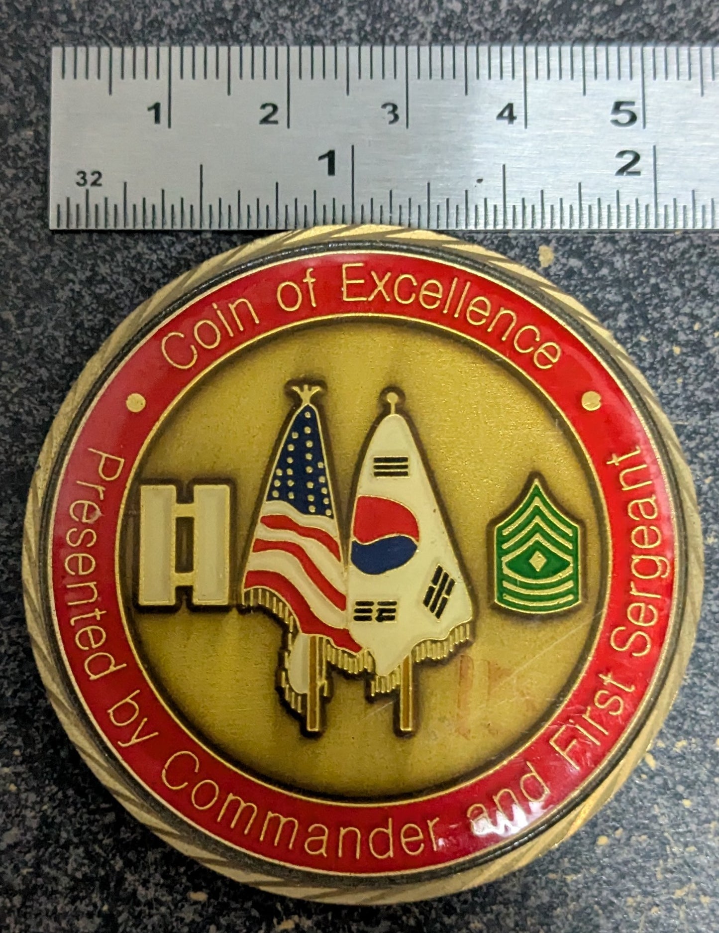 Challenge Coin 46th Transportation Company Korea, Coin of Excellence Commander First Sergeant (CHCC-26May31)