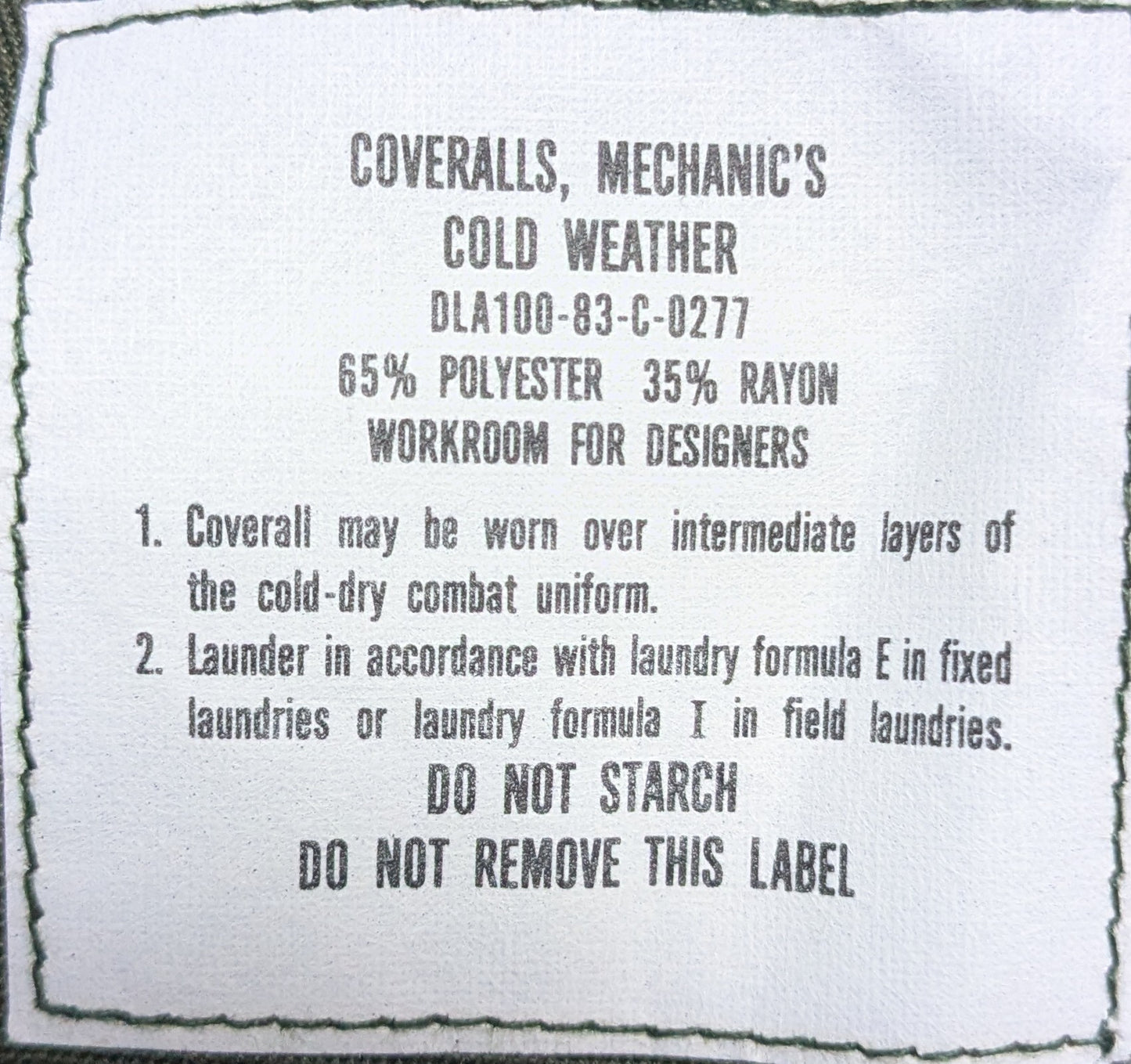 Cold Weather Mens Coveralls Green Medium (DB5-25Aug36)